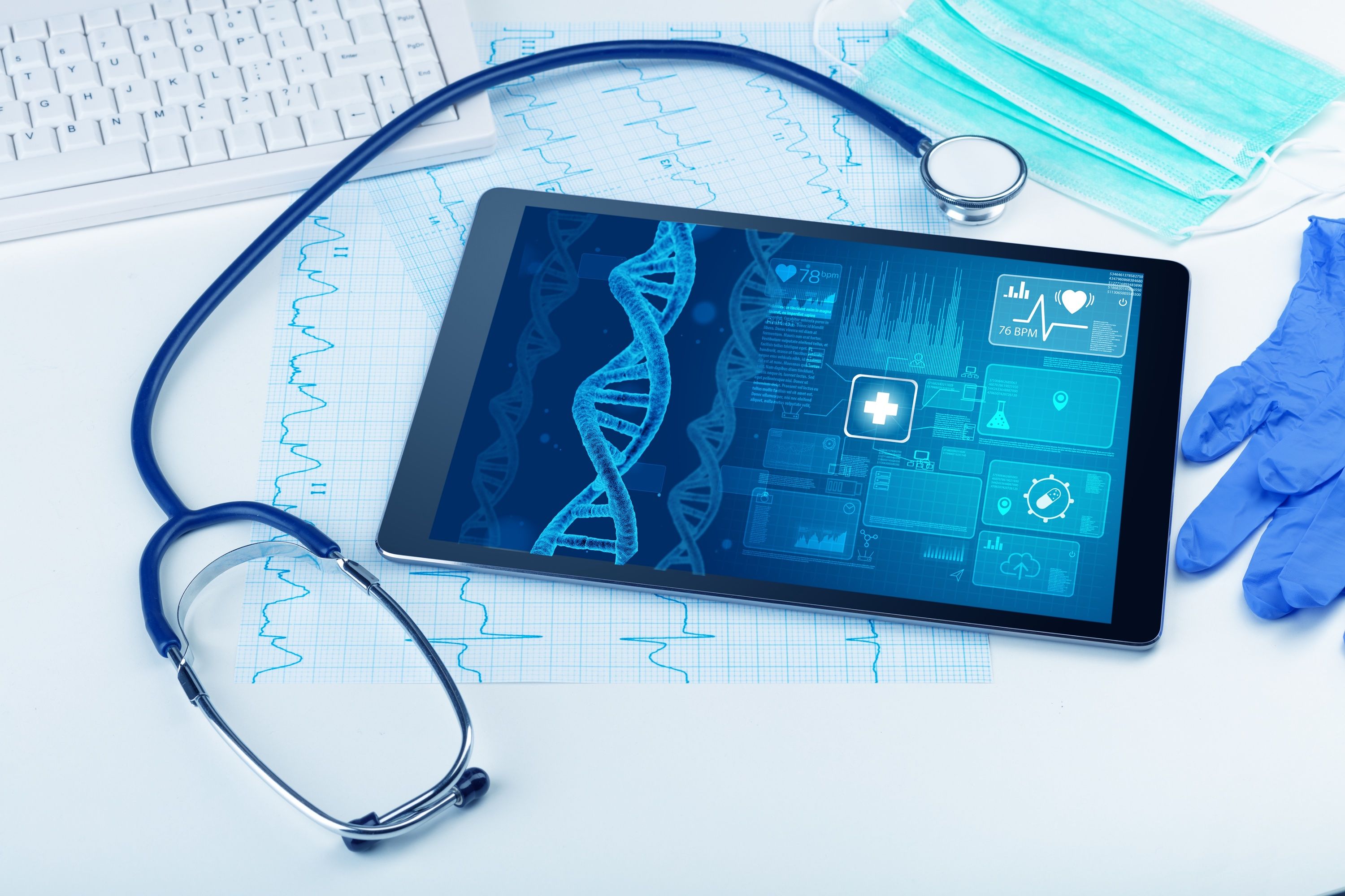 Conceito ilustrativo de testes genéticos e biotecnologia aplicada à saúde